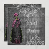 ハロウィンの気色悪い花嫁のぼろぼろのシックなブライダルシャワー 招待状 (正面/裏面)