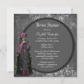 ハロウィンの気色悪い花嫁のぼろぼろのシックなブライダルシャワー 招待状 (裏面)