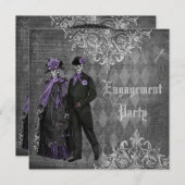 ハロウィンの気色悪い花嫁及び新郎の婚約パーティ 招待状 (正面/裏面)