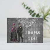 ハロウィンの気色悪い花嫁及び新郎は結婚式感謝していしています サンキューカード (スタンド正面)