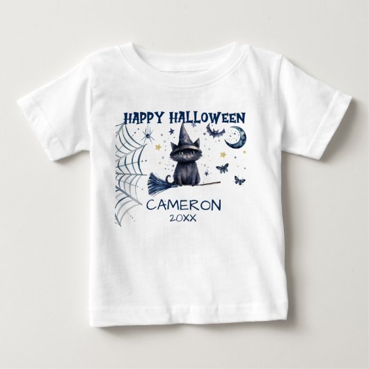 ハロウィンの水彩ねこちゃん -  ベビーTシャツ (正面)