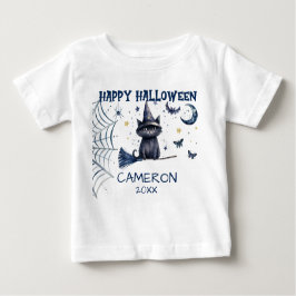 ハロウィンの水彩ねこ 赤ちゃんTシャツ ベビーTシャツ