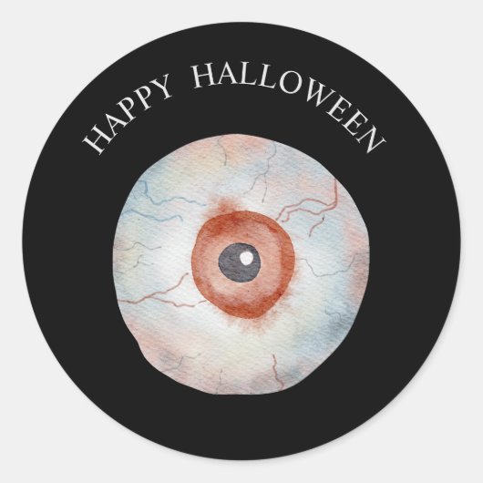 ハロウィンの水彩画の目玉 ラウンドシール (正面)