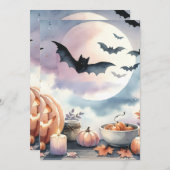 ハロウィンの水彩画 シーズンカード (正面/裏面)