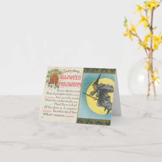 ハロウィンの注意事項 ウィッチ ヴィンテージ カード (黄色い花)