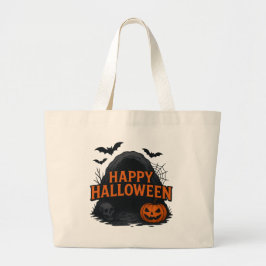 ハロウィンの洞窟の挨拶 ラージトートバッグ