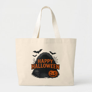 ハロウィンの洞窟の挨拶 ラージトートバッグ