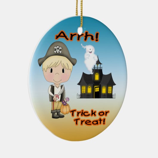 ハロウィンの海賊男の子の円形のオーナメント セラミックオーナメント (右)