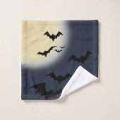 ハロウィンの満月とコウモリ バスタオルセット (ウォッシュタオル)
