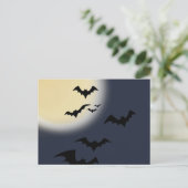 ハロウィンの満月とコウモリ ポストカード (スタンド正面)