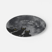 ハロウィンの満月と黒猫 ペーパープレート (アングル)