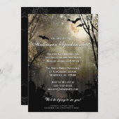 ハロウィンの満月の墓地のパーティの招待状 招待状 (正面/裏面)