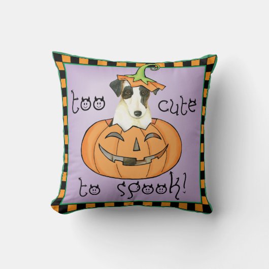 ハロウィンの滑らかなフォックステリア犬 クッション (正面)
