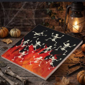 ハロウィンの炎と踊るスケルトン タイル