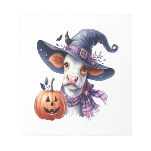 ハロウィンの牛と秋 ノートパッド (正面)