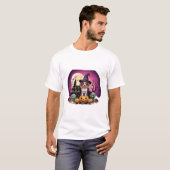 ハロウィンの犬たち 秋の恋人 Tシャツ (正面フル)