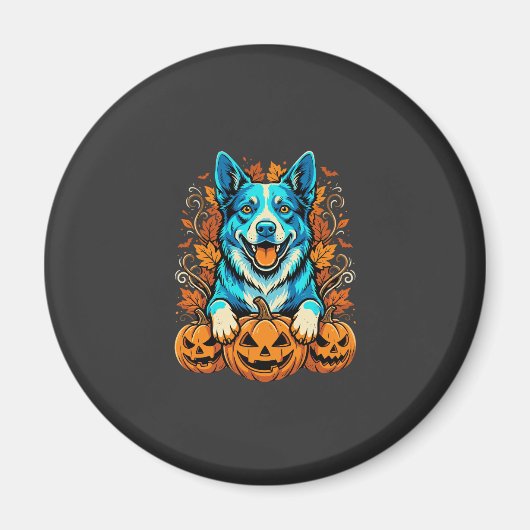 ハロウィンの犬とジャック・オ・ランタンのかぼちゃ_1 マグネット (正面)
