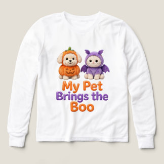ハロウィンの犬と猫のコスチュームTシャツ