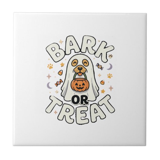 ハロウィンの犬のお菓子チーム タイル (正面)