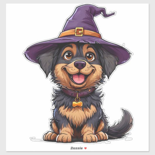 ハロウィンの犬のキャラクター かわいいコスチューム デザイン シール (シート)