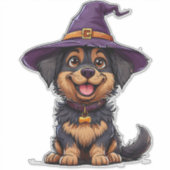 ハロウィンの犬のキャラクター かわいいコスチューム デザイン シール (正面)