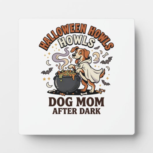 ハロウィンの犬のママの暗闇 フォトプラーク (正面)