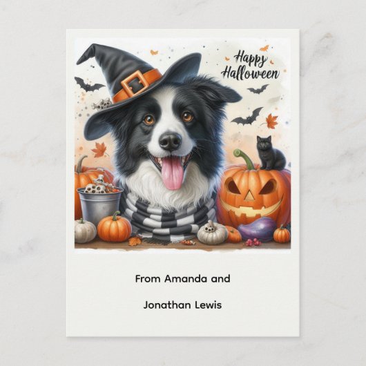 ハロウィンの犬の子供たちの休日のポストカード シーズンポストカード (正面)