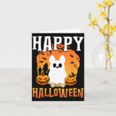 ハロウィンの犬の幽霊 カード (黄色い花)