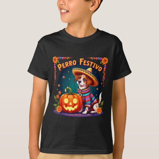ハロウィンの犬の祭典 Tシャツ (正面)