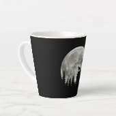 ハロウィンの犬 ボーダーコリーのシルエットと山 カフェラテマグ (左アングル)