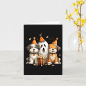 ハロウィンの犬 ポップコーンパーティー カード (黄色い花)