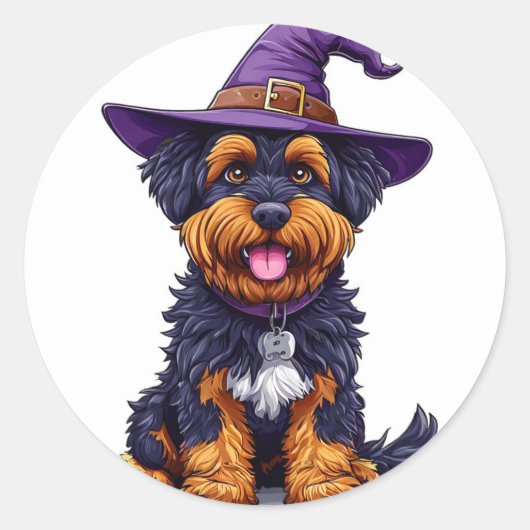 ハロウィンの犬 ラウンドシール (正面)