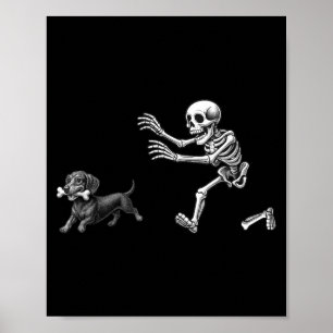ハロウィンの犬 骨付き犬の可愛いお化け ポスター