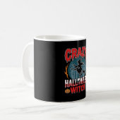 ハロウィンの狂気の魔女の箒ホラー デザイン コーヒーマグカップ (正面左)