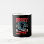ハロウィンの狂気の魔女の箒ホラー デザイン コーヒーマグカップ (中央)
