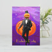 ハロウィンの独身パーティー　カボチャの花婿 招待状 (スタンド正面)