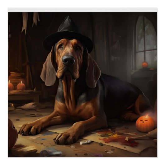 ハロウィンの猟犬のかぼちゃ スケアリー ポスター (正面)