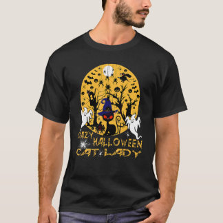 ハロウィンの猫おばさん ハロウィンの夜は怖いよ Tシャツ