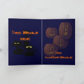 ハロウィンの猫ちゃんおよびハロウィンの月カード カード (内部)