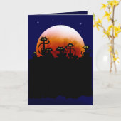 ハロウィンの猫ちゃんおよびハロウィンの月カード カード (黄色い花)