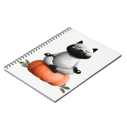 ハロウィンの猫とカボチャのデザイン ノートブック (左側)