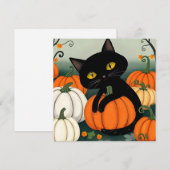 ハロウィンの猫とカボチャ シーズンカード (正面/裏面)