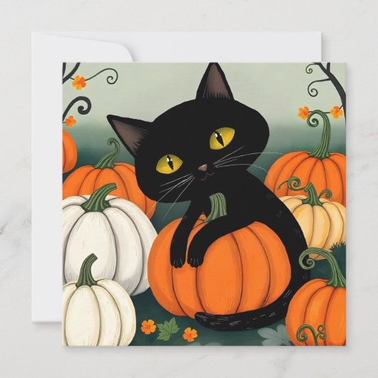 ハロウィンの猫とカボチャ シーズンカード (正面)