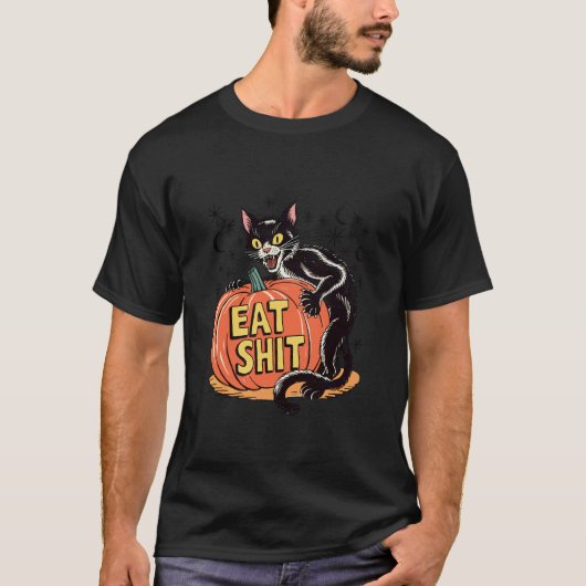 ハロウィンの猫とカボチャ Tシャツ (正面)