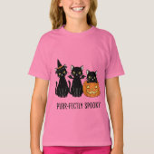 ハロウィンの猫とカボチャ  Tシャツ (正面)