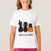 ハロウィンの猫とカボチャ  Tシャツ (正面)