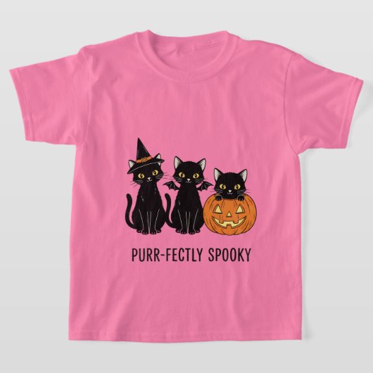 ハロウィンの猫とカボチャ  Tシャツ (レイダウン)