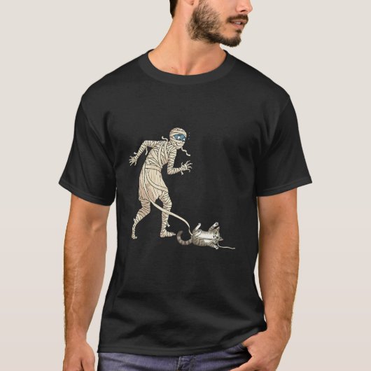 ハロウィンの猫とミイラ Tシャツ (正面)