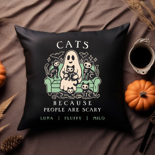ハロウィンの猫と幽霊のクッション クッション