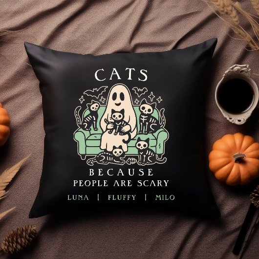 ハロウィンの猫と幽霊のクッション クッション